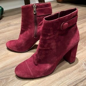Ann Taylor Burgundy Suede Boots Size 7.5